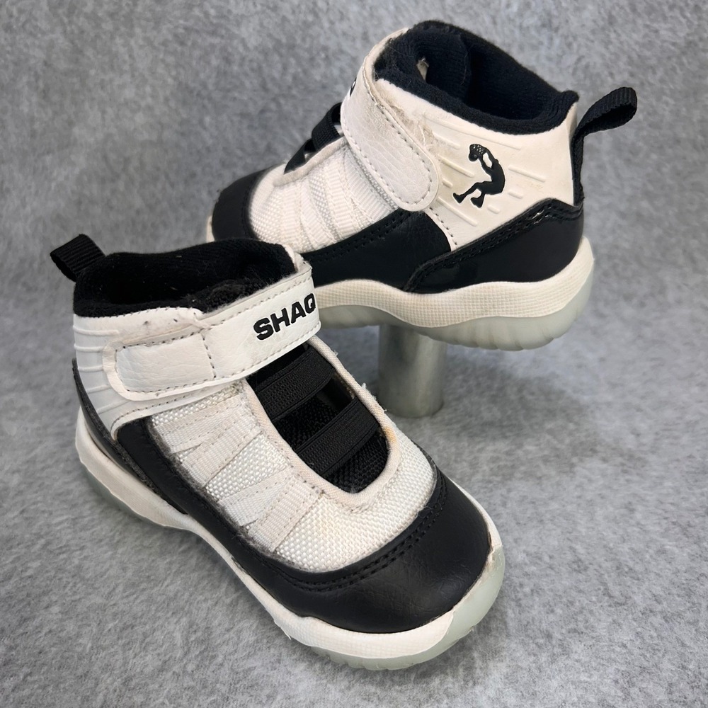 Shaq Dunk Logo Toddler Boys White Black Shaq Basketball High Top Sneakers Size 5